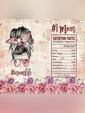 Pink Floral #Momlife Coffee Tea tumbler  – Mom Nutrition Facts Design